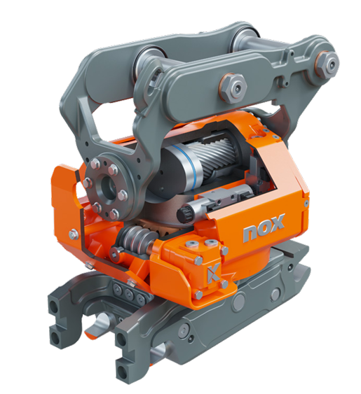 Two-shell excavation grab